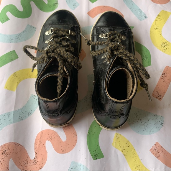 Converse Black Leather Hightop Hiking Punk Sneakers - Picture 4 of 8